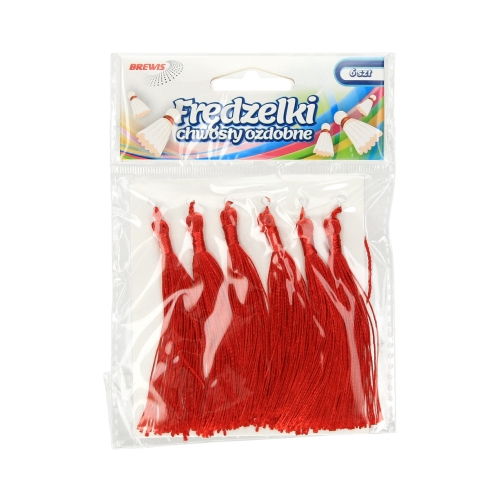 Frędzelki - chwosty ozdobne czerwone 8cm Brewis - 6szt.