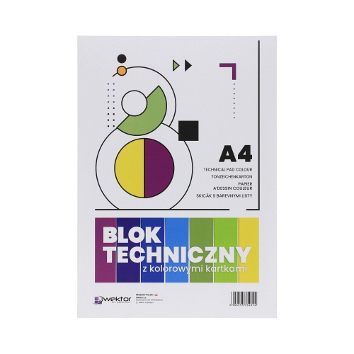 Blok techniczny A4/10 kolor 160g Wektor