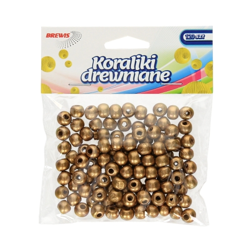 Koraliki drewniane 8mm złote (120) Brewis KD8-4