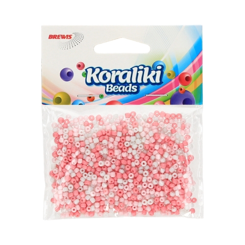 Koraliki akrylowe 3.5mm biało/różowe 30g Brewis KZ11