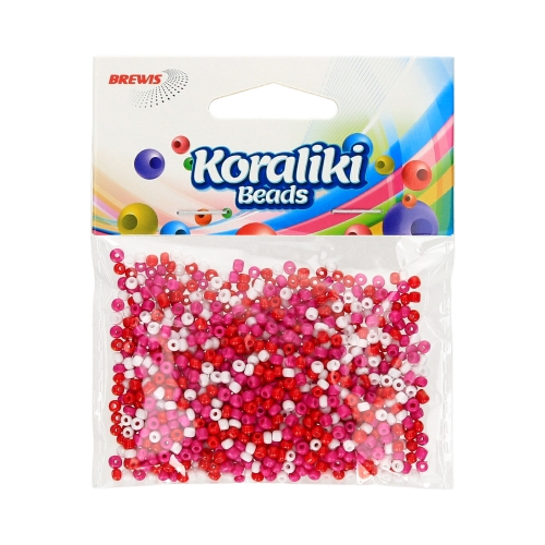 Koraliki akrylowe 3.5mm biało/czerwone 30g Brewis KZ14