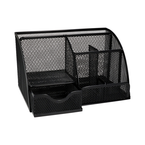 Przybornik na biurko 7komór czarny siatka Taurus