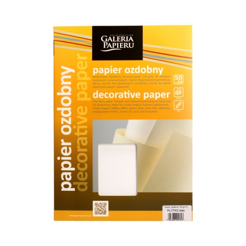 Karton ozdobny A4 120g biały/płótno - 50 ark.