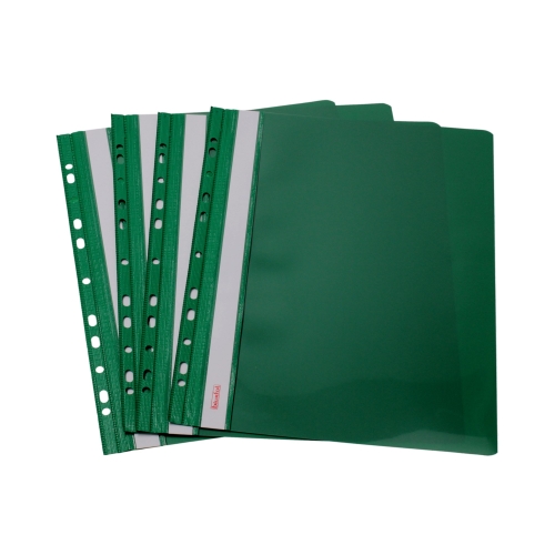 Skoroszyt sztywny perforacja A4/PVC zielony Biurfol ST-02
