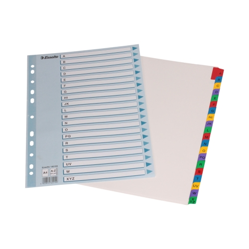 Przekładki kartonowe A4 A-Z kolorowe Mylar