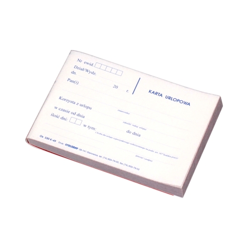 Karta urlopowa A6 samokop Os330 Stolgraf K49