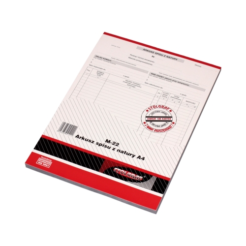 Arkusz spisu A4 Stolgraf M22