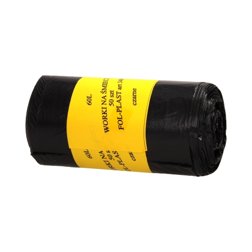 Worki śmieci 60l czarne Fol-Plast (50)