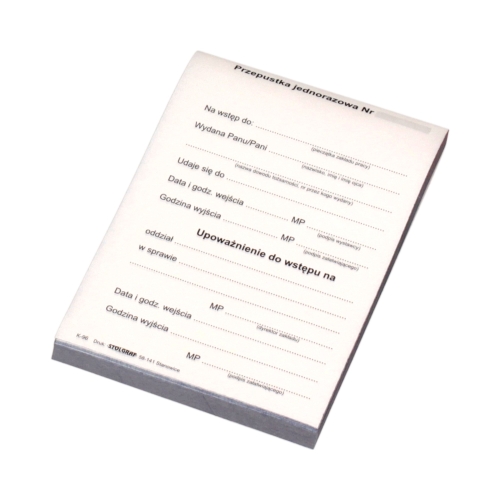 Przepustka jednorazowa wstępu A6 Stolgraf K96