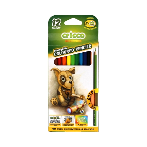 Kredki ołówkowe trójkątne 12kol Cricco