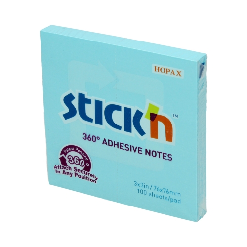 Karteczki samoprzylepne 76x76/100 niebieski 360stopni StickN