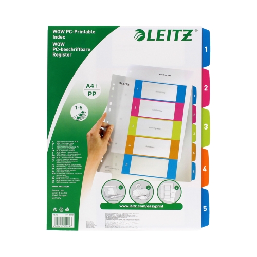 Przekładki PP A4 1-5 WOW Leitz