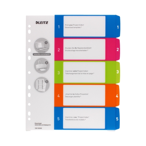 Przekładki PP A4 1-5 WOW Leitz