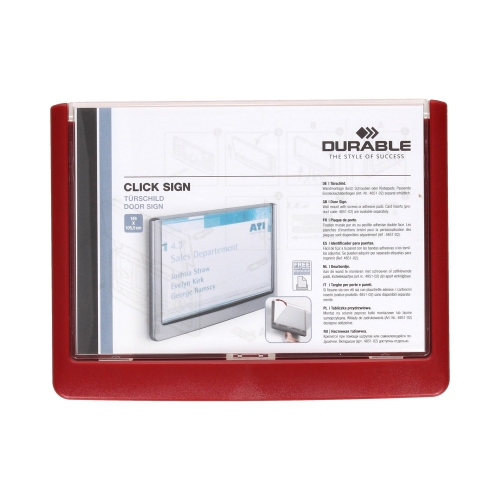 Tabliczka informacyjna 149x105.5 czerwona Durable Click Sign