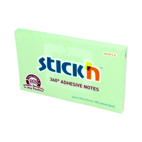 Karteczki samoprzylepne 127x76/100 zielone 360stopni StickN