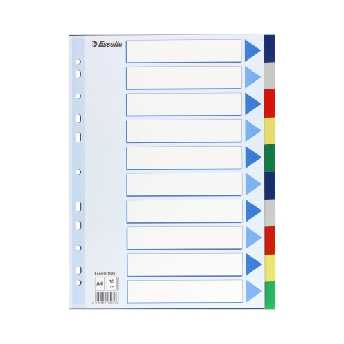 Przekładki PP A4/10 5k kolorowe Esselte