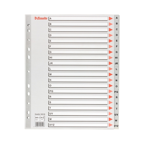 Przekładki PP A4 A-Z szare Maxi