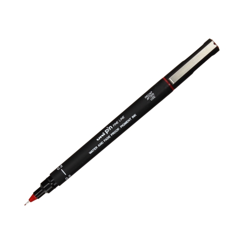 Cienkopis kreślarski 0.2mm czerwony Uni PIN200