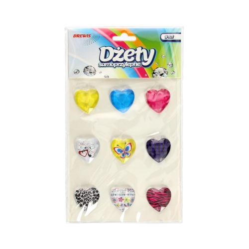 Dżety samoprzylepne serca mix - opak. 9szt.