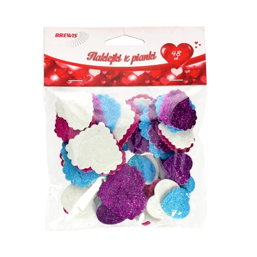 Naklejka ozdobna pianki Serca - opak. 48szt.