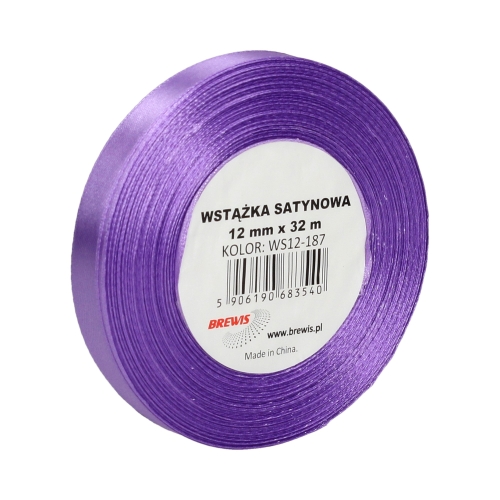 Wstążka dekoracyjna satynowa 12mm/32m jasnyfiolet Brewis 187