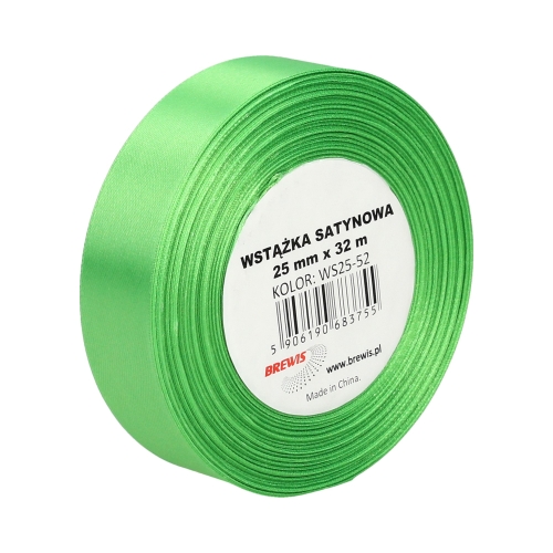 Wstążka dekoracyjna satynowa 25mm/32m zielona Brewis 52