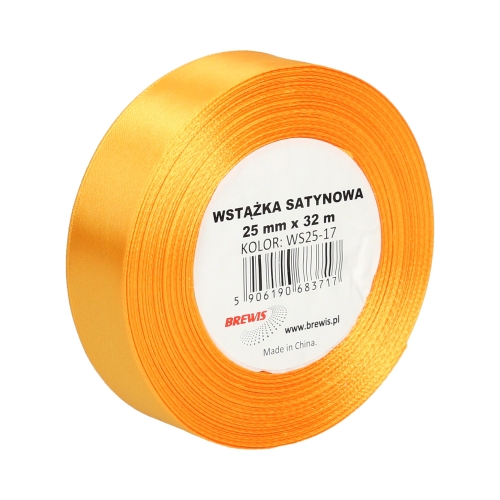 Wstążka dekoracyjna satynowa 25mm/32m jasnopomrań Brewis 17