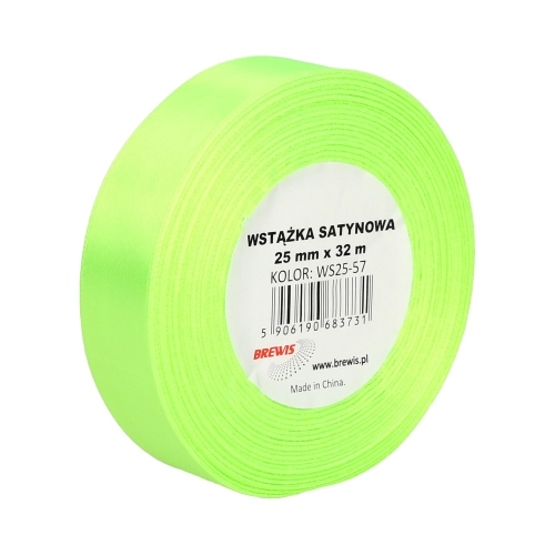 Wstążka dekoracyjna satynowa 25mm/32m jasnozielona