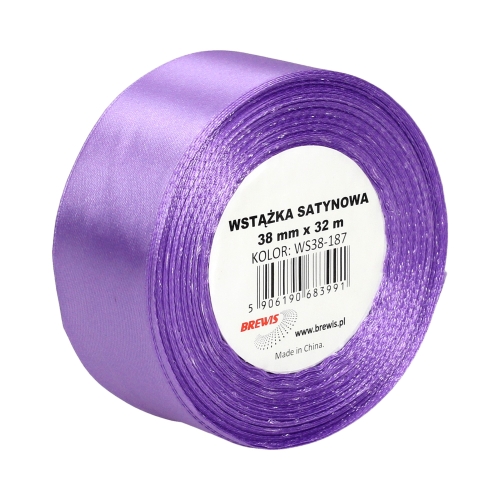 Wstążka dekoracyjna satynowa 38mm/32m jasnyfiolet Brewis 187