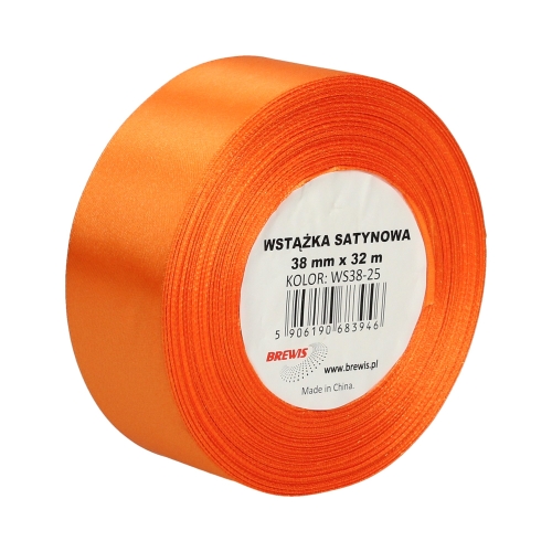 Wstążka dekoracyjna satynowa 38mm/32m pomarańczowa Brewis 25