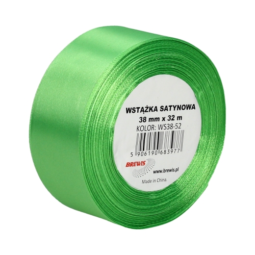 Wstążka dekoracyjna satynowa 38mm/32m zielona Brewis 52