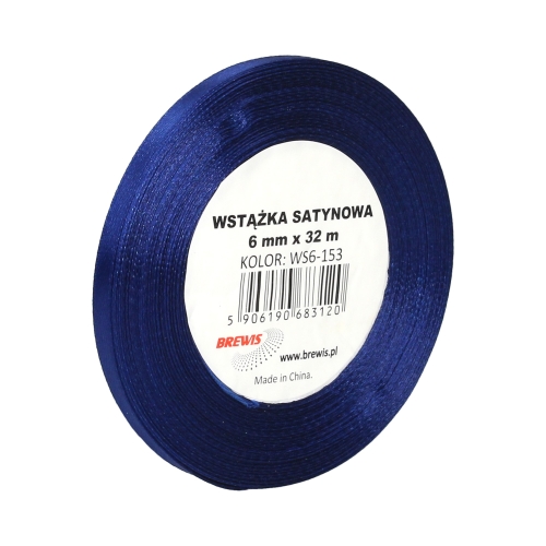 Wstążka dekoracyjna satynowa 6mm/32m granatowa Brewis 153