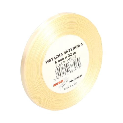 Wstążka dekoracyjna satynowa 6mmx32m ecru Brewis 2