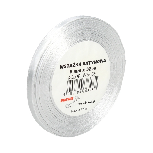 Wstążka dekoracyjna satynowa 6mmx32m stalowa Brewis 36