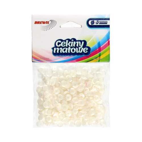 Cekiny matowe białe M10 Brewis 6mm