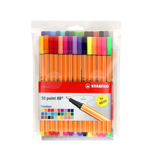 Cienkopisy 0.4mm 30kol Point Stabilo