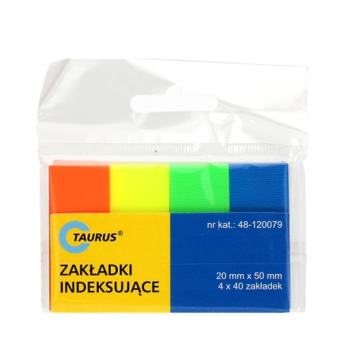 Zakładki indeksujące 20x50/40 4kol neon/PP Taurus