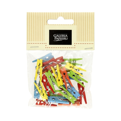 Klamerki drewniane 25mm mix tęczowy (25)