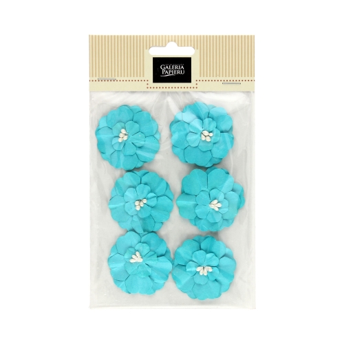 Kwiaty papierowe samoprzylepne Cynia niebieskie (6)