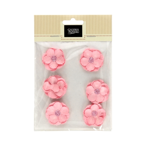 Kwiaty papierowe samoprzylepne Clematis różowe (6)