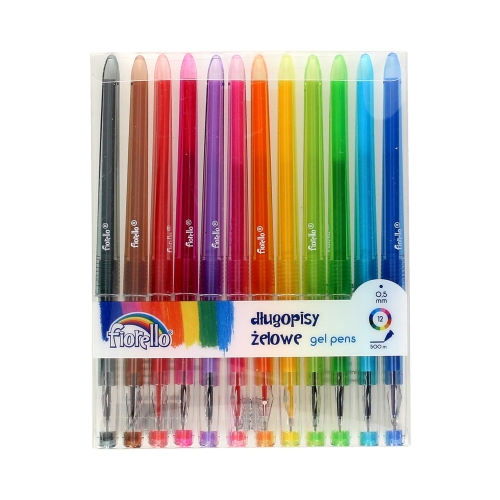 Długopisy żelowe 0.5mm 12kol Fiorello