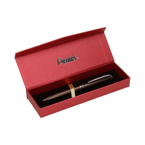 Pióro kulkowe automatyczne 0.7mm niebieskie obudowa brązowa Energel BL2007