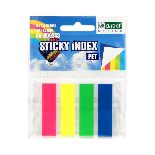 Zakładki indeksujące 12x45/35 4kol PP Eco