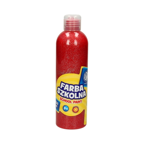 Farba szkolna brokatowa czerwona 250ml Astra