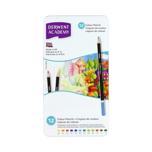 Kredki ołówkowe 12kol met.opak Derwent Academy 2301937
