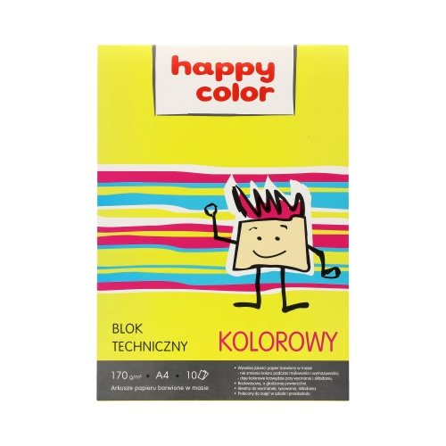 Blok techniczny A4/10 kolor 170g Happy Color