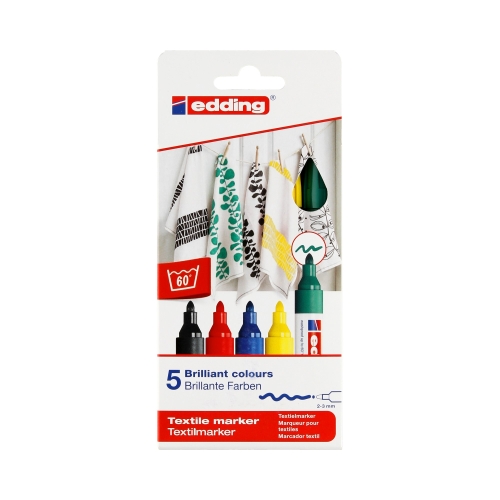 Markery do tkanin 2.0-3.0mm 5kol okrągły Edding 4500