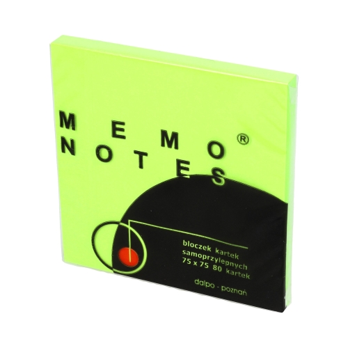Karteczki samoprzylepne 75x75/80 intensywny zielony Dalpo
