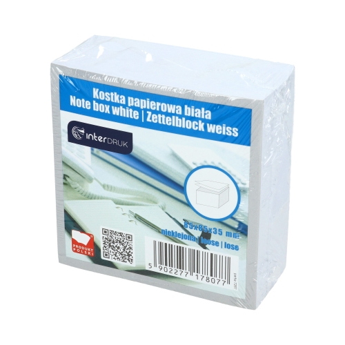 Karteczki 85x85x350 biała nieklejona Interdruk