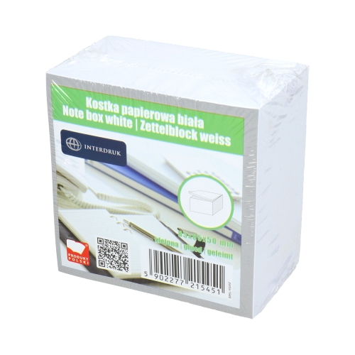 Karteczki 85x85x500 białe klejone Interdruk